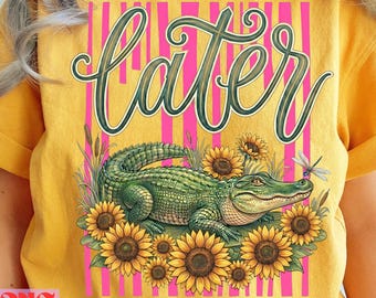 Everyday Later Gator PNG Digital Design Girly Trendy Kid Design Women Pink Preppy Prep Print Summer Bay Coastal Watercolor Trending Stripes