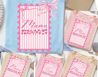 Striped Mama Coquette Floral PNG Bundle, Trendy Ditsy Floral Mimi Nana Gigi Sublimation Design, Gift for Mother's Day, Preppy Mom Design