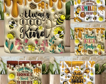 Honey Bee Tumbler Wrap PNG | 3D Honeycomb, Bee Design (Digital Download)
