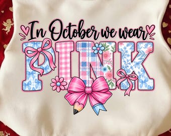 Diseño de camiseta para la concienciación sobre el cáncer de mama en octubre rosa, con lazo floral (descarga digital).
