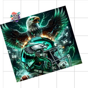 Cienki kubek Eagle Football 20oz, sublimacja na kubek z motywem maskotki sportowej, kubek PNG z drużyną piłkarską w formie prezentu dla mężczyzn do pobrania w wersji cyfrowej zdjęcie 2