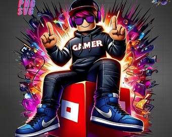 Gamer Boy PNG SVG, fantastiche clipart di gioco per magliette, design di videogiochi per bambini, sublimazione di giocatori, arte di giocatori adolescenti, download digitale