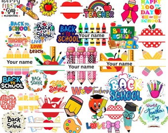 School Supplies Clipart Set PNG SVG, Teacher Graphics Bundle, Back to School Clipart,Classroom Supplies,Sublimation Designs,Digital Download