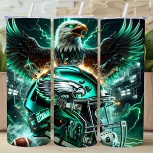 Copo de futebol americano Eagle de 20 oz, design de copo de sublimação com mascote esportivo, copo de presente PNG de time de futebol para homens, download digital