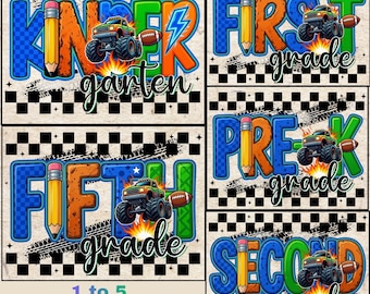 Checkered Back to School Boys PNG Bundle, Kindergarten Kid Design, First Day Shirt PNG, Pre-K to Fourth Grade Png, School Boy Svg ,school