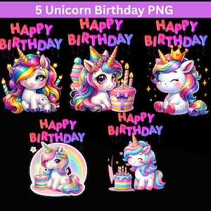 Pastel Rainbow Unicorn Clipart: Nursery Art, Birthday Party (PNG Files, Commercial Use)