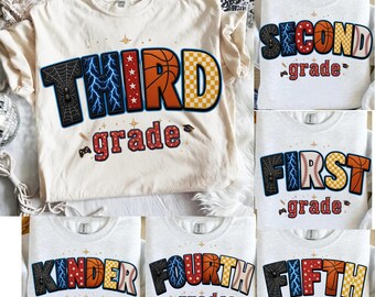 Back to School Boys PNG Bundle, Kindergarten Kid Design, Pre-K to Fifth Grade Png svg, Baseball Basketball, First Day of School Boys Shirt
