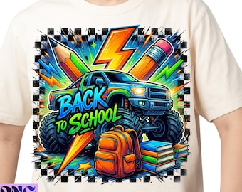 Monster Truck Back To School SVG PNG, Boys First Day Of School Shirt Design,teacher png, Sublimation PNG Clipart, Cricut Cut File