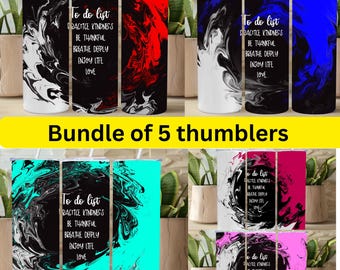 Marble Swirl Tumbler Designs: Inspirational Quotes, 20oz (Digital Download PNG Bundle of 5)