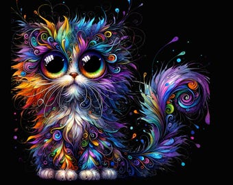 Misty Meow Cat Art Print: AI-Generated Animal Wall Decor (Digital Download)