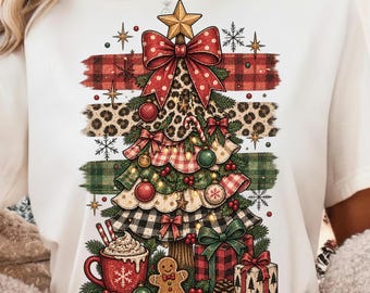 Árbol de Navidad PNG, diseño de camiseta vintage a cuadros con árbol de Navidad, sublimación navideña, imágenes prediseñadas de árbol con lazo rústico, PNG navideño