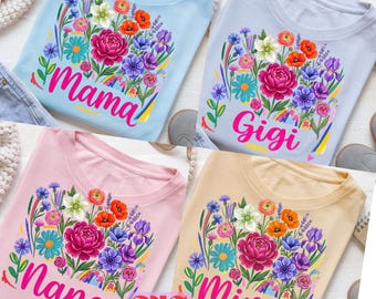 Striped Neon Mama Wildflowers Coquette Bow Png Bundle, Trendy Floral Mama Png, Mimi Gigi Nana Floral Png, Cottagecore Mama Png,Brushstroke