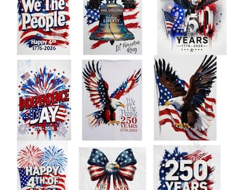 Paquete de imágenes PNG del 250 aniversario de Estados Unidos, diseños patrióticos 1776-2026, PNG del 4 de julio, Nosotros el pueblo, Campana de la Libertad, arte del Día de la Independencia con águila calva