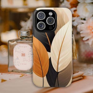 Funda para teléfono con elegante estampado de hojas, resistente para amantes de la naturaleza, estética otoñal, regalo de temporada, accesorios ecológicos
