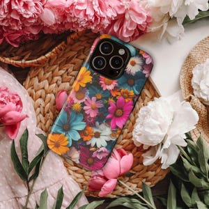 Floral Phone Case - Tough Cases, Flower Power Design, Colorful Floral Cover, Unique Flower Pattern, Gift for Flower Lovers, Spring Vibes