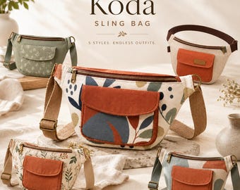 Koda Sling Bag Sewing Pattern PDF | Crossbody Fanny Pack Tutorial | Beginner DIY Belt Bag | Travel Chest Pack | Instant Download