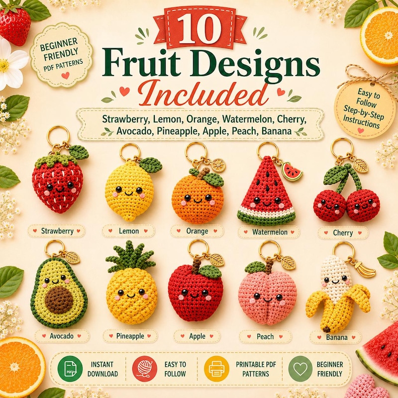 Fruit Keychain Pattern - Etsy