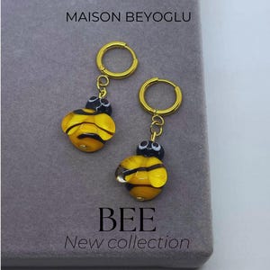 Bee Murano Earrings – Handmade Glass Bee Jewelry – Nature-Inspired Gift