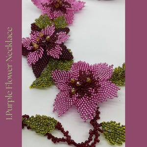Handmade Purple Flower Miyuki Bead Necklace – Delicate Floral Jewelry, Gift for Her