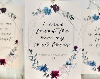 Floral Scripture Wedding Place Cards – Love Quote Table Decor (PDF Pattern)