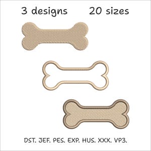 Dog Bone Embroidery Design, 3 Designs 20 Sizes (Digital Download)