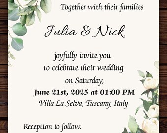 Elegant Printable Wedding Invitation | Elegantní digitální svatební oznámení