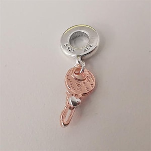 Pendentif pendentif clé et cœur coulissant pandora bicolore s925 ale