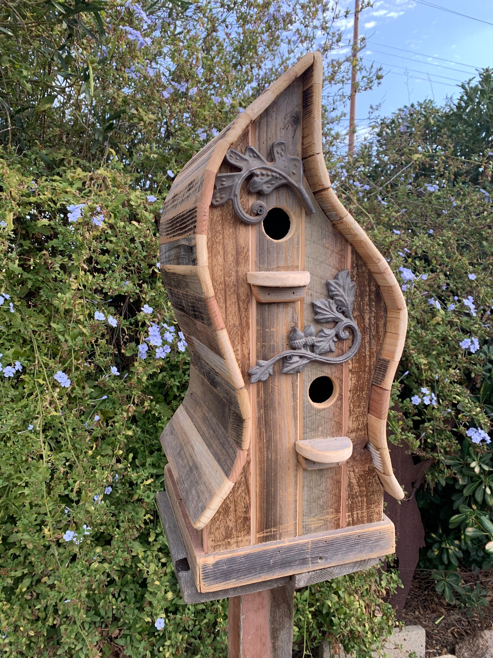 Tall Curvy Birdhouse Fun birdhouse with medal adornments and Etsy