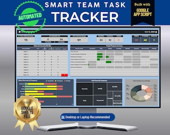 Task Tracker & Project Manager | Google Sheets Dashboard | Recurring Task Planner Template | Automated