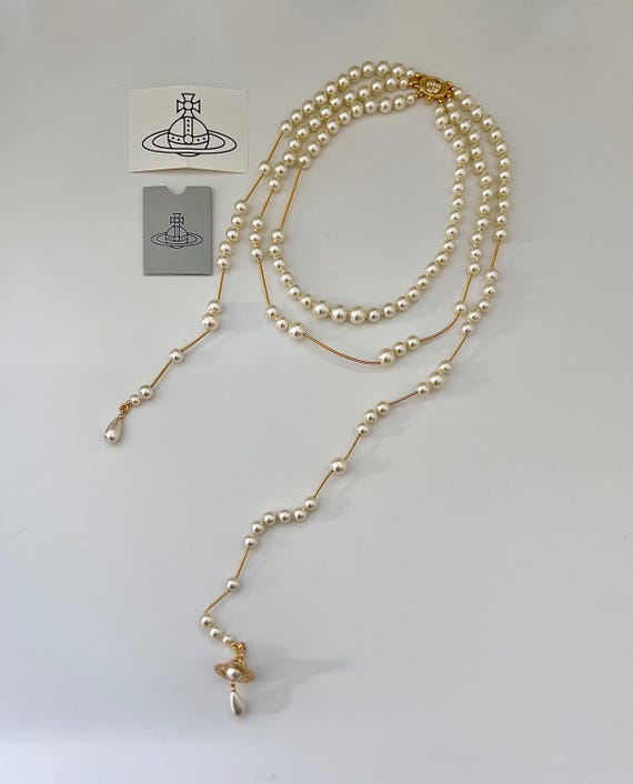 Vivienne Westwood Broken Pearl Necklace, Three-row, Orb Pendant