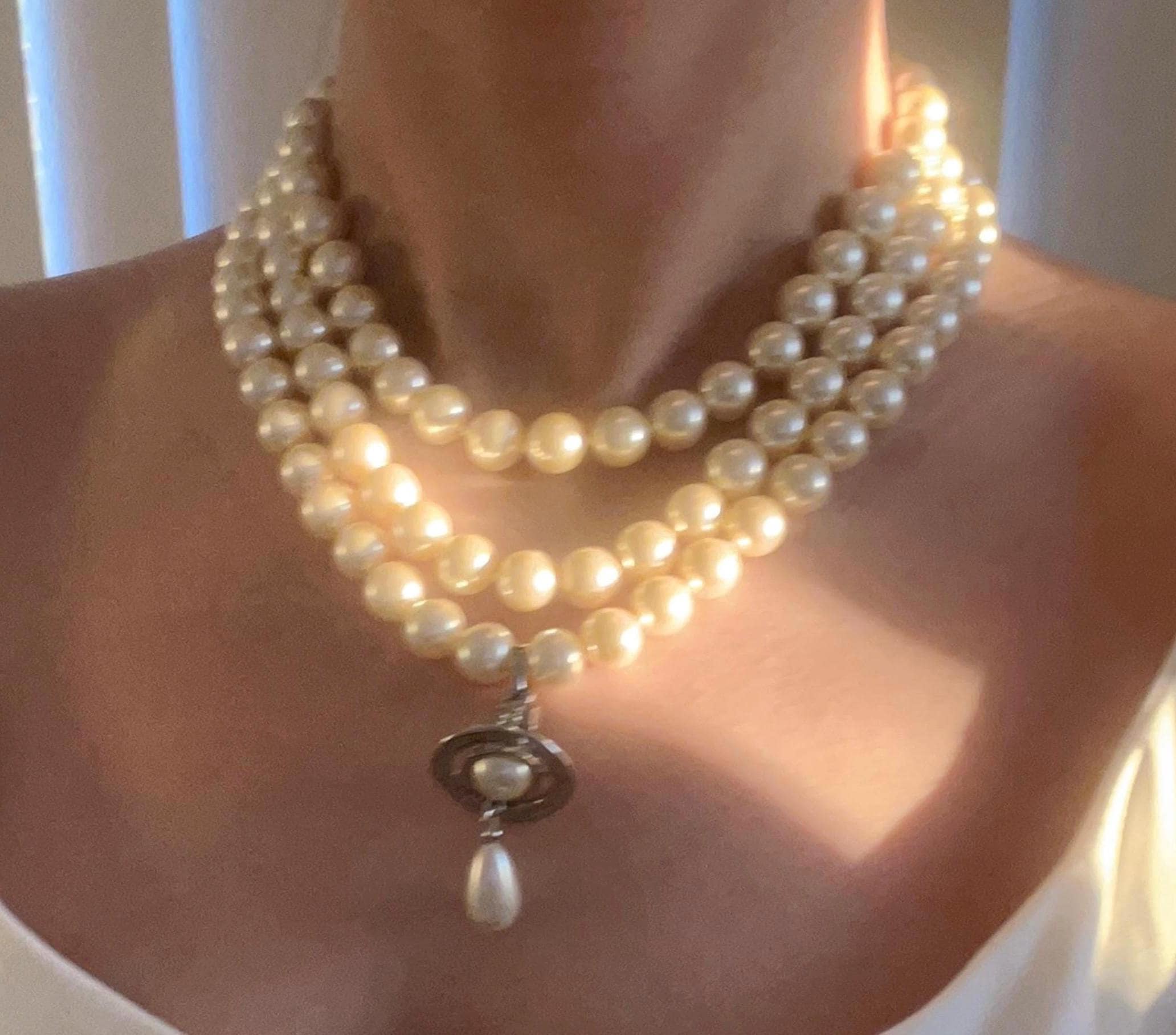 Vivienne Westwood Three Row Pearl Necklace - Etsy