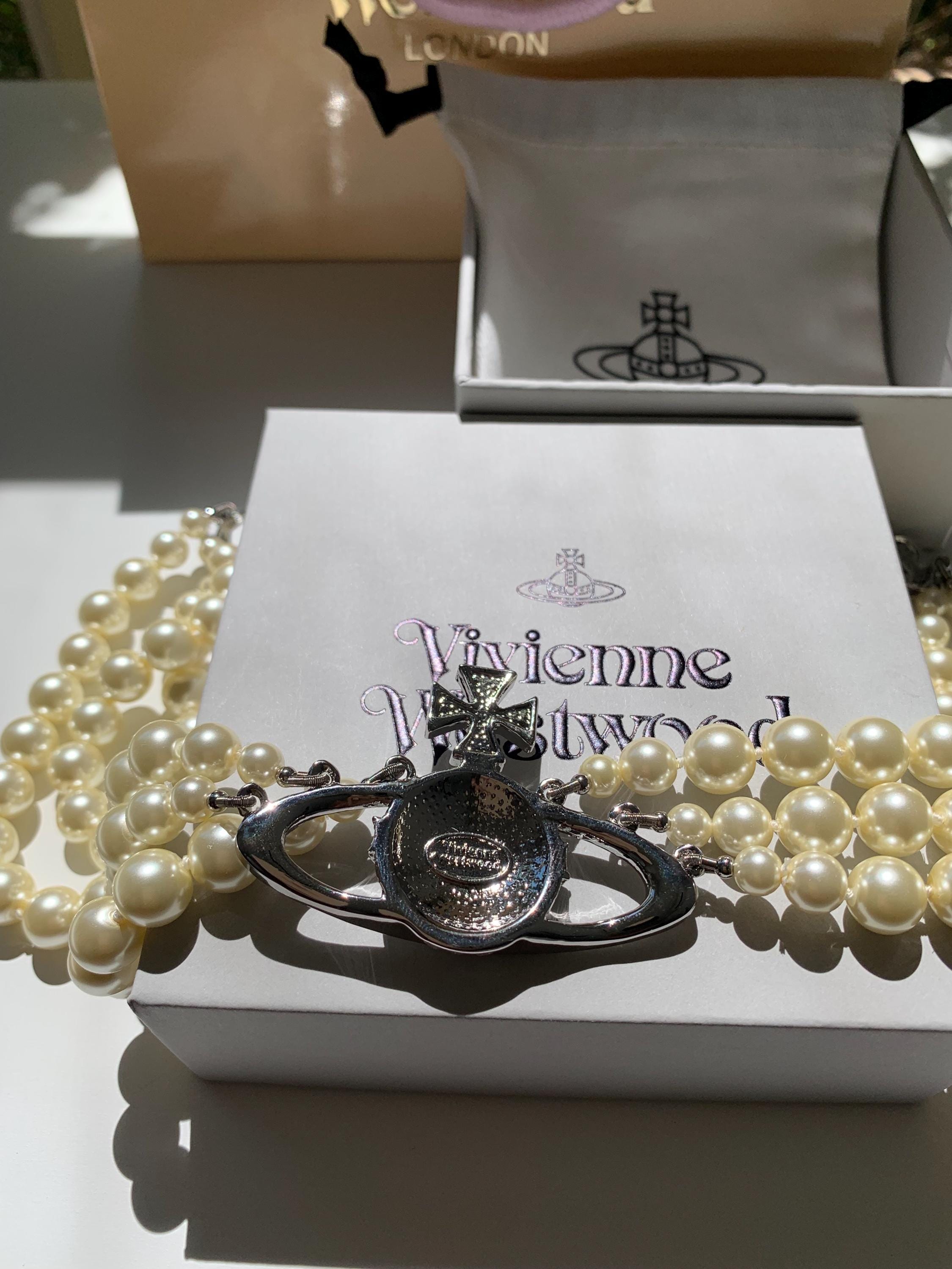 Vivienne Westwood 1990s Three-row Pearl Silver Choker Necklace