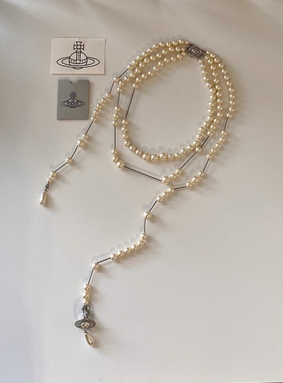 Vivienne Westwood Broken Pearl Necklace, Three-row, Orb Pendant