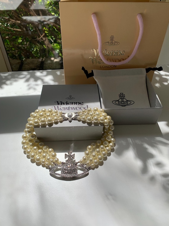 Vivienne Westwood 1990s Three-row Pearl Silver Choker Necklace