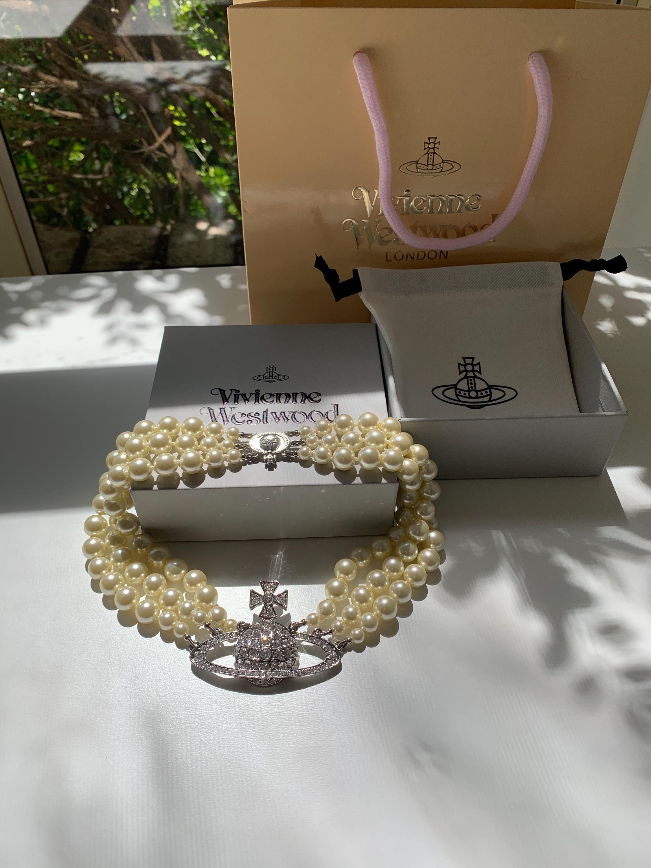 Vivienne Westwood 1990s Three-row Pearl Silver Choker Necklace