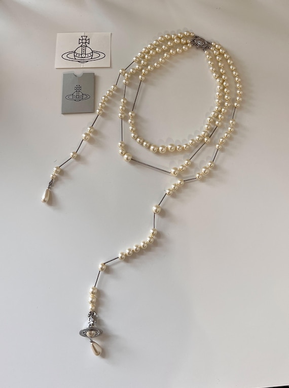 Vivienne Westwood Broken Pearl Necklace, Three-row, Orb Pendant