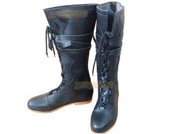 Handmade Leather Long Boots | Pirate Tall Boot, Riding Style | Medieval, LARP, Renaissance Festival Shoes