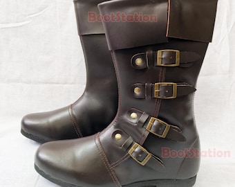 Mens Medieval Leather Boots: Renaissance Festival Cosplay Costume