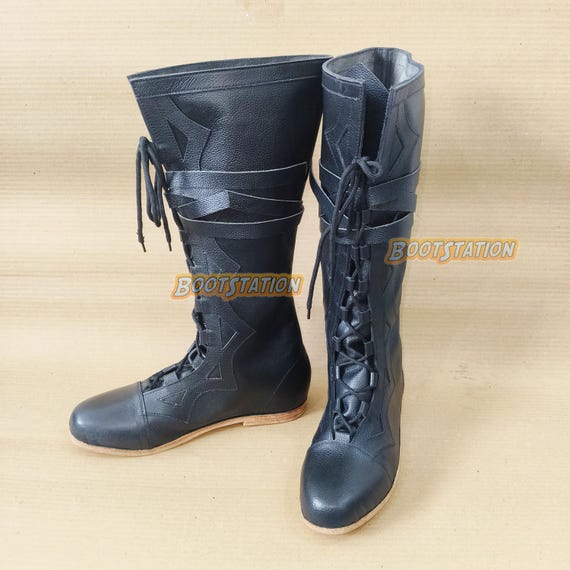 Handmade Leather Long Boots | Pirate Tall Boot | Viking Mens 