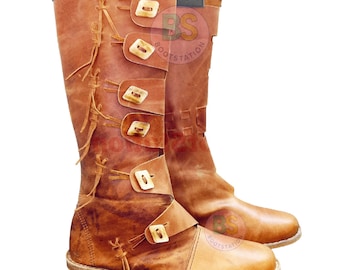 MEDIEVAL Handmade Hedeby Boots: Viking Renaissance Leather Boot Christmas Gifts