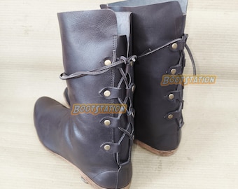 Medieval Boots Men | Renaissance Viking Pirate Shoes | LARP Fantasy Costume Forest Boot