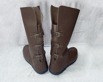 Mens Leather Boots Equestrian Style Boot Medieval Renaissance Festival Cosplay Footwear