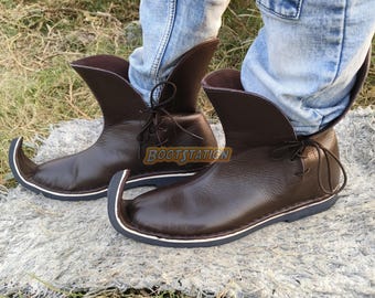 Poulaines Boots, Medieval Tulip Boots, Poulaine Boot, Renaissance Cosplay Curly Toe Shoes