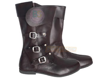 Mittelalterliche Lederstiefel: Vintage Stiefel Renaissance Schuhe Cosplay Kleidung