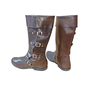 Handgjorda medeltida långa läderstövlar: Vikingastövel, piratsko, renässanskostymskor