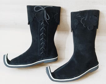 Handcrafted Leather Elf Boots | Medieval Jester Shoes Curled Toe | Renaissance Faire Costume Boot Footwear