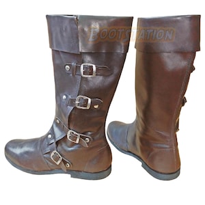 Handmade Medieval Leather Long Boots: Viking Boot, Pirate Shoe, Renaissance Costume Footwear