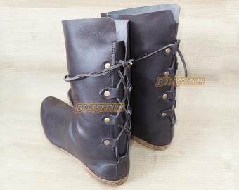 Medieval Boots Men | Renaissance Viking Pirate Shoes | LARP Fantasy Costume Forest Boot