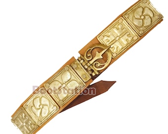 Handmade Medieval Roman Knights Leataher and Brass Plate Belt | Greek Spartan Costume Armour Accessory