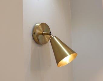 Handmade Brass Cone Wall Sconce: Adjustable Modern Wall Light